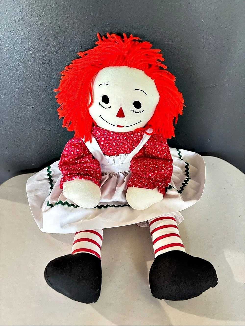 Classic Raggedy Ann Large Plush Rag Doll - Embroidered "I Love You" Heart